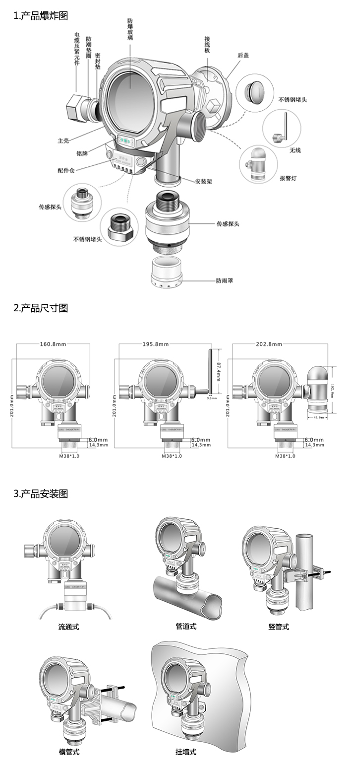 機(jī)氣貓固定在線(xiàn)式1-碘丙烷氣體報(bào)警器型網(wǎng)絡(luò)版尺寸與安裝圖